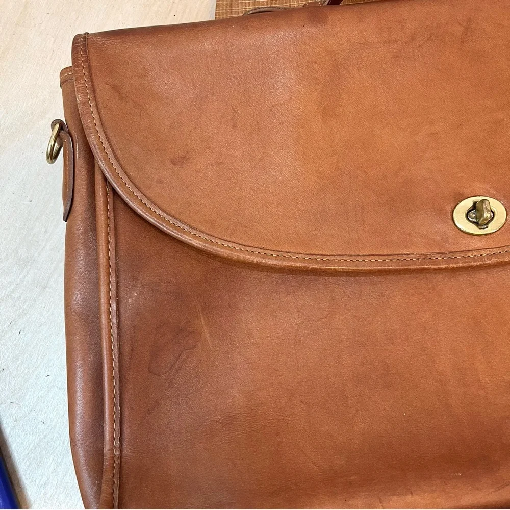 Vintage Coach USA Leather Flap Briefcase 1332-238 Brown Portfolio
